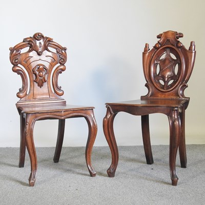 Lot 426 - A Victorian carved mahogany shield back hall...