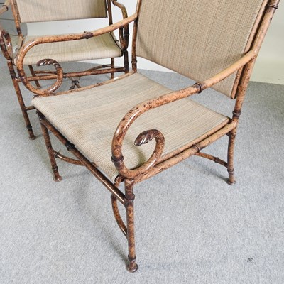 Lot 9 - A set of four painted metal faux bamboo garden...
