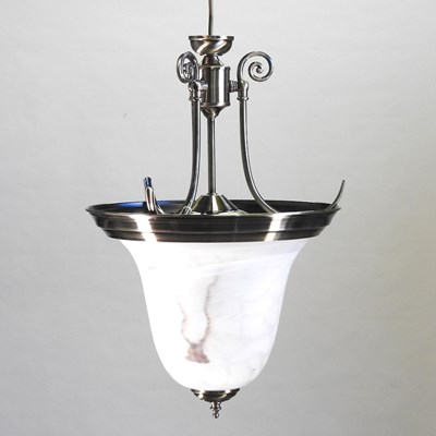 Lot 148 - A brass ceiling light and shade