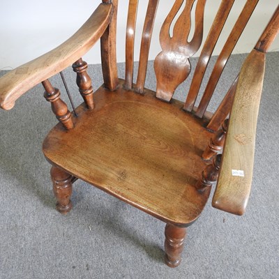 Lot 26 - A 19th century splat back armchair, on turned...