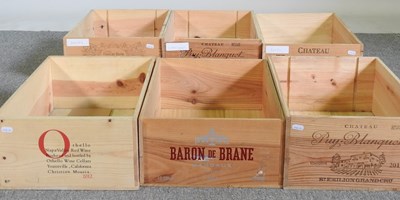 Lot 96 - A collection of six wooden wine boxes (6)