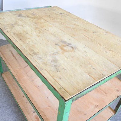 Lot 74 - A large industrial style metal kitchen island,...