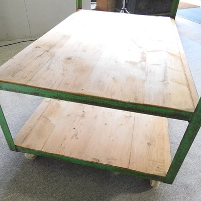 Lot 74 - A large industrial style metal kitchen island,...