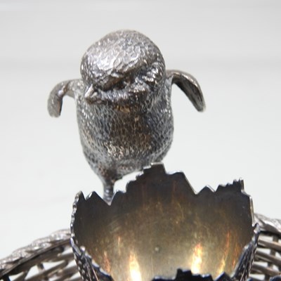 Lot 24 - A Victorian silver plated novelty egg cruet,...