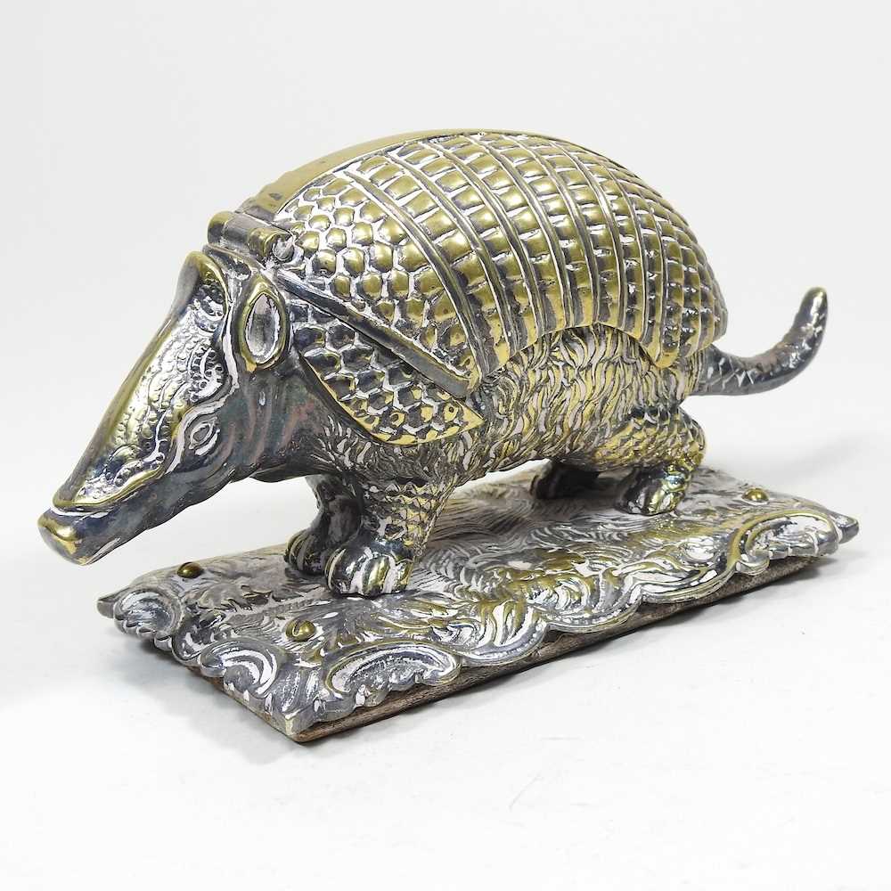 Lot 37 - A 19th century brass novelty inkwell, in the...