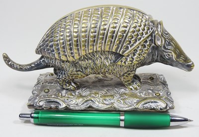Lot 37 - A 19th century brass novelty inkwell, in the...