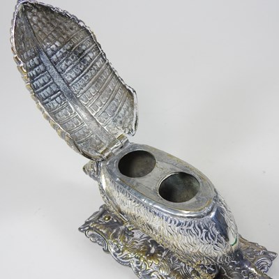Lot 37 - A 19th century brass novelty inkwell, in the...