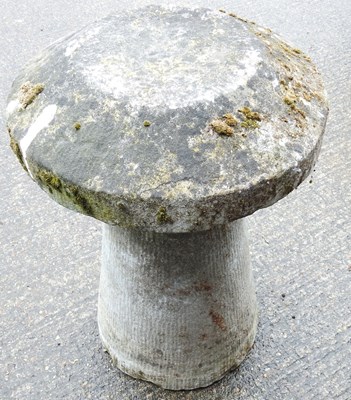 Lot 7 - A cast stone staddle stone, 72cm high