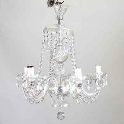 Lot 148 - A cut glass chandelier, together with a pair...