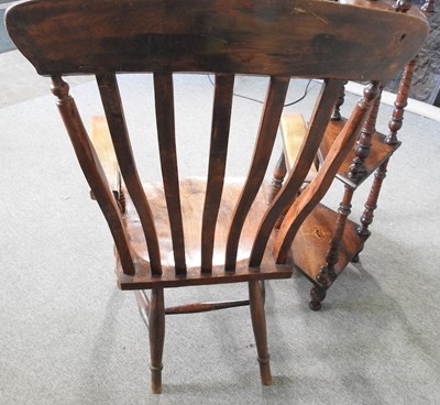 Lot 142 - A 19th century stick back armchair, together...