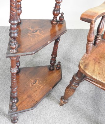 Lot 142 - A 19th century stick back armchair, together...