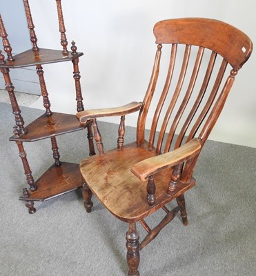 Lot 142 - A 19th century stick back armchair, together...