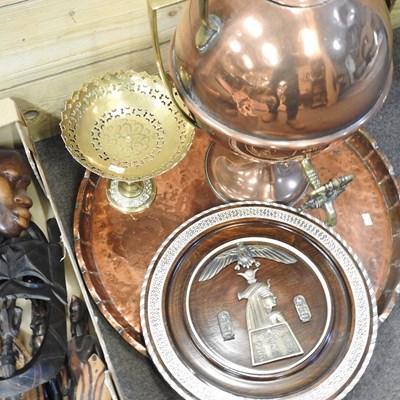 Lot 134 - A large copper and brass samovar, 57cm high,...