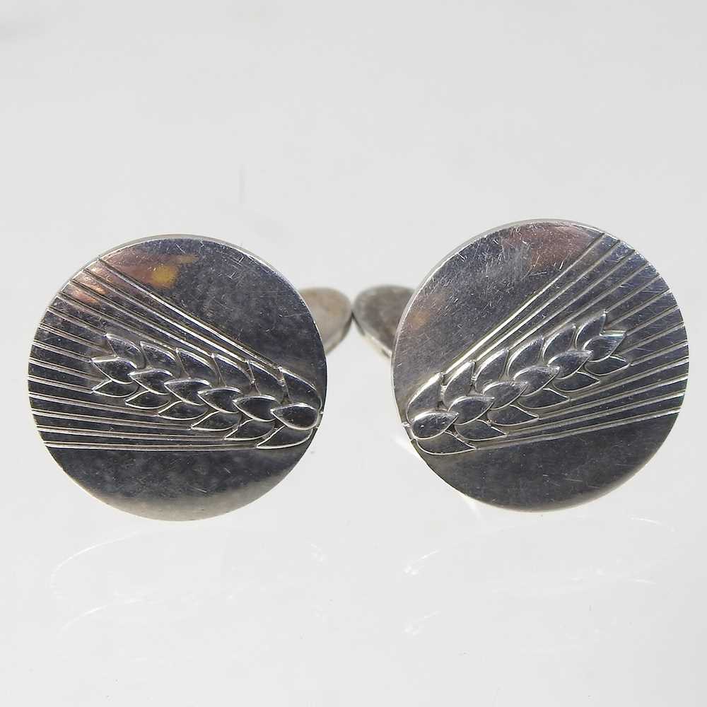 Lot 46 - A pair of Georg Jensen silver cufflinks, of...