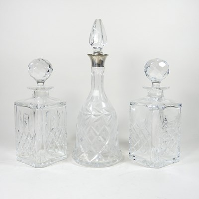 Lot 82 - A cut glass decanter and stopper, of mallet...