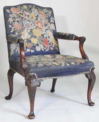 Lot 39 - A George III carved mahogany open armchair,...