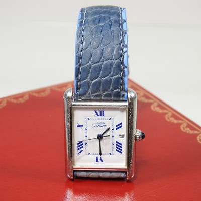 Lot 10 - A Must de Cartier silver cased vintage tank...