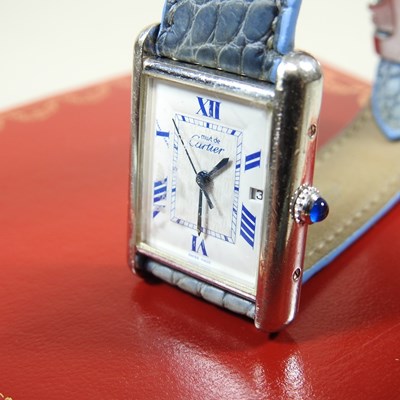 Lot 10 - A Must de Cartier silver cased vintage tank...