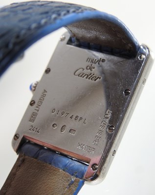 Lot 10 - A Must de Cartier silver cased vintage tank...