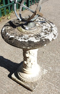 Lot 43 - A reconstituted stone sun dial, 95cm high