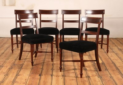 Lot 373 - A set of six mahogany bar back dining chairs,...