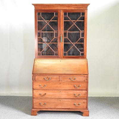 Lot 164 - An Edwardian mahogany bureau bookcase, with a...