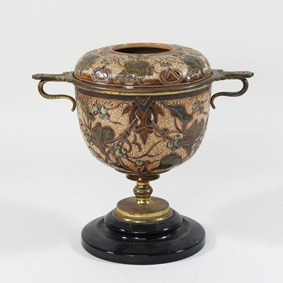 Lot 137 - A 19th century Doulton Lambeth stoneware oil lamp base