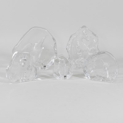 Lot 101 - A collection of five Swedish crystal paperweights