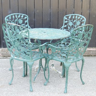 Lot 69 - A green painted metal garden table, 79cm...