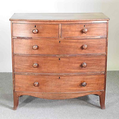 Lot 155 - A 19th century mahogany bow front chest of...