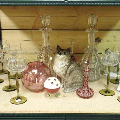 Lot 67 - A pair of cut glass decanters and stoppers,...