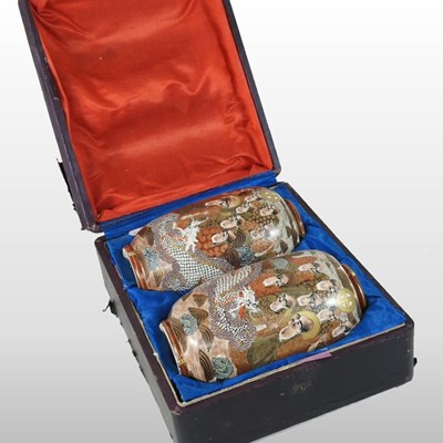 Lot 58 - A pair of early 20th century Satsuma porcelain vases