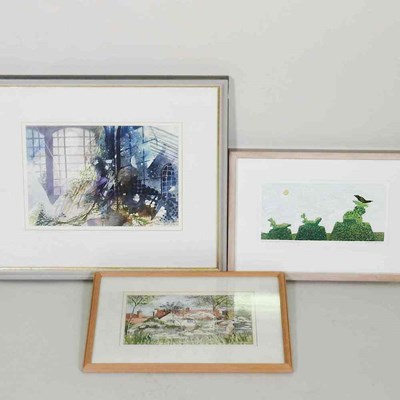 Lot 62 - Olwen Jones, 20th century, cottage landscape,...