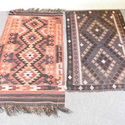 Lot 122 - A Turkish kilim rug, with red geometric...