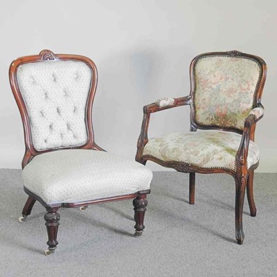 Lot 81 - A 19th century upholstered show frame chair,...