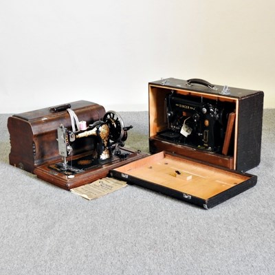 Lot 118 - An early 20th century sewing machine, cased,...