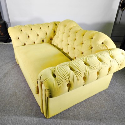 Lot 20 - A contemporary lime green velvet upholstered...