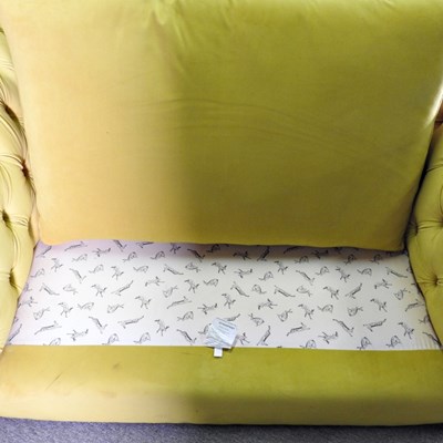 Lot 20 - A contemporary lime green velvet upholstered...