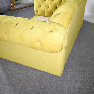 Lot 20 - A contemporary lime green velvet upholstered...