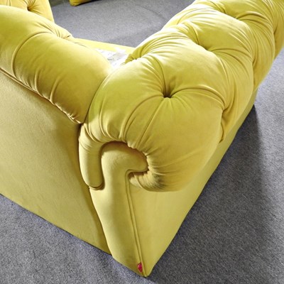 Lot 20 - A contemporary lime green velvet upholstered...