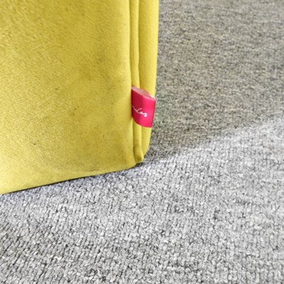 Lot 20 - A contemporary lime green velvet upholstered...