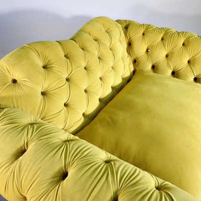 Lot 20 - A contemporary lime green velvet upholstered...