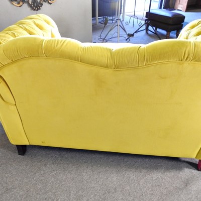 Lot 20 - A contemporary lime green velvet upholstered...