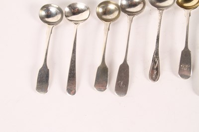 Lot 139 - A collection of nine silver salt spoons, to...