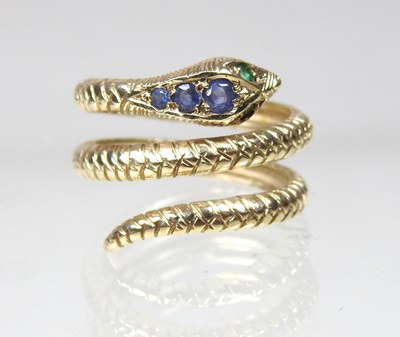 Lot 298 - A 9 carat gold ring, in the form of a coiled...