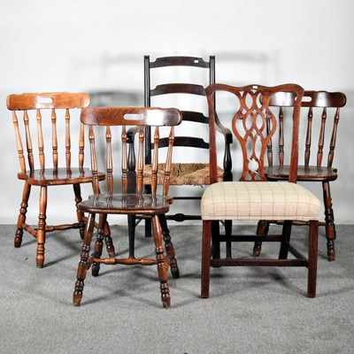 Lot 240 - An early 20th century rush seated armchair,...