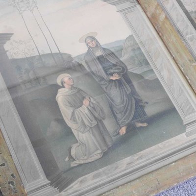 Lot 419 - A large triptych Christ on the cross, 86 x...