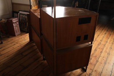 Lot 64 - A Ladderax teak corner unit, 1970s, having...
