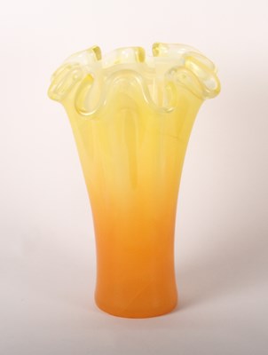 Lot 205 - A Murano orange and yellow glass vase, having...