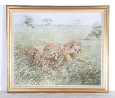Lot 104 - Mark Wylder (contemporary), Cheetah, oil on...